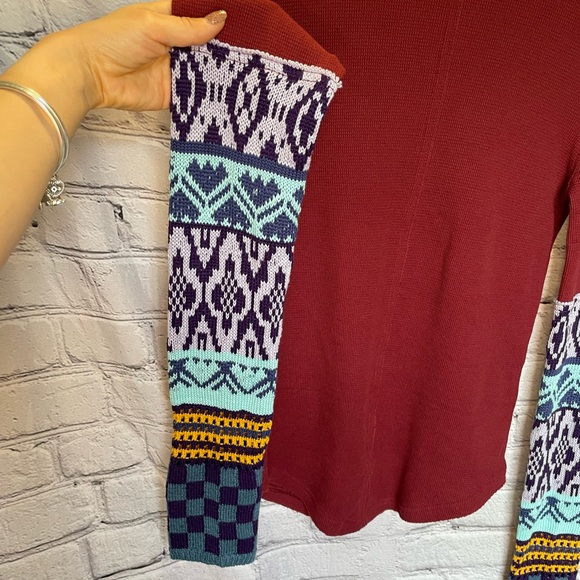 NWT We The Free Gorgeous Cuff Thermal Top - Wild Garnet Combo - Size Small - Picture 9 of 17